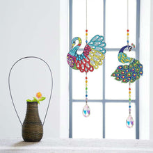 Laden Sie das Bild in den Galerie-Viewer, Kristall-Windspiel Diamond Painting 5D Pfau 2 Stück