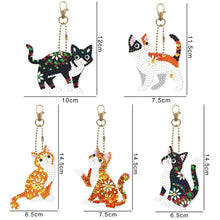 Laden Sie das Bild in den Galerie-Viewer, Schlüsselanhänger Diamond Painting 5D Katzen Set 5 Stück
