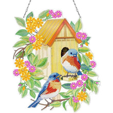 Laden Sie das Bild in den Galerie-Viewer, Türhänger Diamond Painting 5D - Vogelhaus Beidseitig