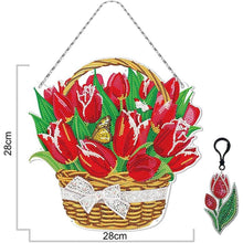 Laden Sie das Bild in den Galerie-Viewer, Türhänger Diamond Painting 5D Tulpen mit LED und Anhänger
