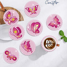 Laden Sie das Bild in den Galerie-Viewer, Untersetzer Diamond Painting 5D mit Schmetterlinge Rosa