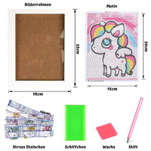 Laden Sie das Bild in den Galerie-Viewer, Diamond Painting 5D Kinder mit Einhorn mit Bilderrahmen