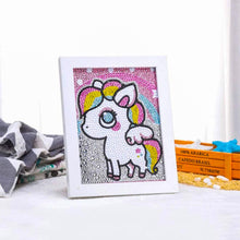 Laden Sie das Bild in den Galerie-Viewer, Diamond Painting 5D Kinder mit Einhorn mit Bilderrahmen