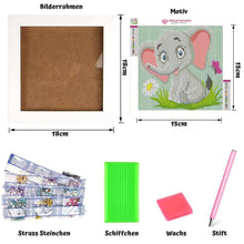 Laden Sie das Bild in den Galerie-Viewer, Diamond Painting 5D Kinder Elefant mit Bilderrahmen