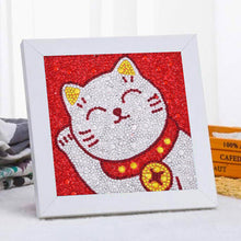Laden Sie das Bild in den Galerie-Viewer, Diamond Painting 5D Katze für Kinder mit Bilderrahmen