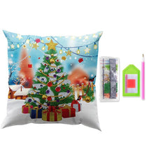Laden Sie das Bild in den Galerie-Viewer, Kissenbezug Diamond Painting 5D 30x30 cm Weihnachtsbaum