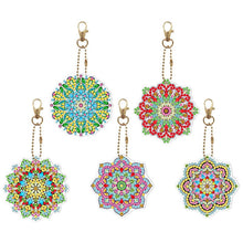 Laden Sie das Bild in den Galerie-Viewer, Schlüsselanhänger Diamond Painting 5D Blumen Mandala 5 Stück