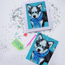Laden Sie das Bild in den Galerie-Viewer, Set Diamond Painting 5D mit Design Husky und Bilderrahmen