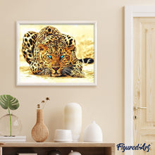 Laden Sie das Bild in den Galerie-Viewer, Malen nach Zahlen für Erwachsene | Panther mit blauen Augen | Figured'Art