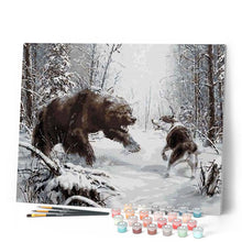 Laden Sie das Bild in den Galerie-Viewer, Malen nach Zahlen für Erwachsene | Bär und Hund im Schnee | Figured'Art