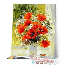 Laden Sie das Bild in den Galerie-Viewer, Malen nach Zahlen für Erwachsene | Rote Blumen und Gänseblümchen | Figured'Art