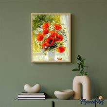 Laden Sie das Bild in den Galerie-Viewer, Malen nach Zahlen für Erwachsene | Rote Blumen und Gänseblümchen | Figured'Art