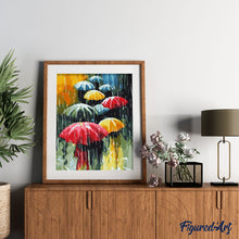 Laden Sie das Bild in den Galerie-Viewer, Malen nach Zahlen für Erwachsene | Menschen mit Regenschirme | Figured'Art