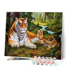 Laden Sie das Bild in den Galerie-Viewer, Malen nach Zahlen für Erwachsene | Tiger mit seinen Jungen | Figured'Art