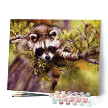 Laden Sie das Bild in den Galerie-Viewer, Malen nach Zahlen für Erwachsene | Waschbär auf einem Baum | Figured'Art