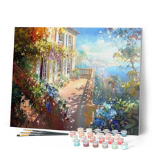 Laden Sie das Bild in den Galerie-Viewer, Malen nach Zahlen für Erwachsene | Haus mit Blumen unter der Sonne | Figured'Art