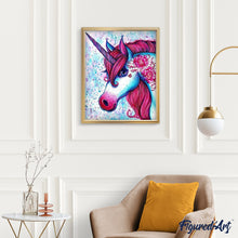 Laden Sie das Bild in den Galerie-Viewer, Malen nach Zahlen für Erwachsene | Einhorn rot und blau | Figured'Art
