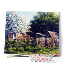 Laden Sie das Bild in den Galerie-Viewer, Malen nach Zahlen für Erwachsene | Hütte und blühende Bäume | Figured'Art