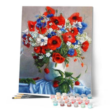 Laden Sie das Bild in den Galerie-Viewer, Malen nach Zahlen für Erwachsene | Weiße Vase und bunte Blumen | Figured'Art
