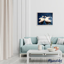 Laden Sie das Bild in den Galerie-Viewer, Malen nach Zahlen für Erwachsene | Schwäne auf blauen See | Figured'Art