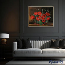 Laden Sie das Bild in den Galerie-Viewer, Malen nach Zahlen für Erwachsene | Mohnblumen mit dunklem Hintergrund | Figured'Art