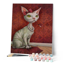 Laden Sie das Bild in den Galerie-Viewer, Malen nach Zahlen für Erwachsene | Katze mit Halsband und Zigarettenspitze | Figured'Art