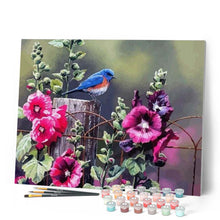 Laden Sie das Bild in den Galerie-Viewer, Malen nach Zahlen für Erwachsene | Kleiner Vogel und rosarote Blumen | Figured'Art