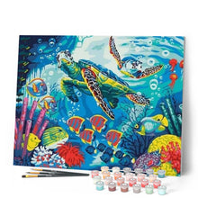 Laden Sie das Bild in den Galerie-Viewer, Malen nach Zahlen für Erwachsene | Schildkröten und Fische | Figured'Art