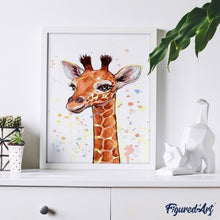 Laden Sie das Bild in den Galerie-Viewer, Malen nach Zahlen für Erwachsene | Lächelnde Giraffe | Figured'Art