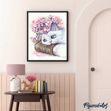 Laden Sie das Bild in den Galerie-Viewer, Malen nach Zahlen für Erwachsene | Blumen und weiße Kätzchen | Figured'Art