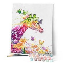 Laden Sie das Bild in den Galerie-Viewer, Malen nach Zahlen für Erwachsene | Moderne bunte Giraffe | Figured'Art