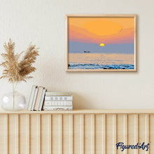 Laden Sie das Bild in den Galerie-Viewer, Malen nach Zahlen für Erwachsene | Sonnenuntergang am Meer | Figured'Art