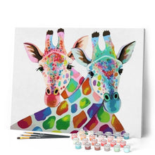 Laden Sie das Bild in den Galerie-Viewer, Malen nach Zahlen für Erwachsene | Buntes Giraffenpärchen | Figured'Art