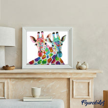 Laden Sie das Bild in den Galerie-Viewer, Malen nach Zahlen für Erwachsene | Buntes Giraffenpärchen | Figured'Art
