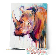 Laden Sie das Bild in den Galerie-Viewer, Malen nach Zahlen für Erwachsene | Nashorn abstrakt | Figured'Art