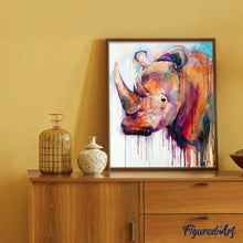 Laden Sie das Bild in den Galerie-Viewer, Malen nach Zahlen für Erwachsene | Nashorn abstrakt | Figured'Art