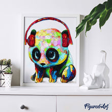 Laden Sie das Bild in den Galerie-Viewer, Malen nach Zahlen für Erwachsene | Kleiner Panda und Kopfhörer | Figured'Art