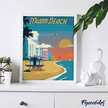 Laden Sie das Bild in den Galerie-Viewer, Reiseposter Miami Beach
