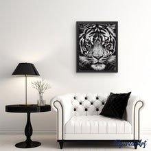 Laden Sie das Bild in den Galerie-Viewer, Malen nach Zahlen für Erwachsene | Tigerkopf in schwarzweiß | Figured'Art