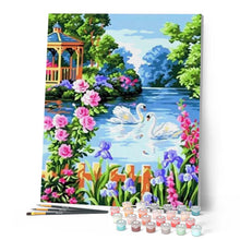 Laden Sie das Bild in den Galerie-Viewer, Malen nach Zahlen für Erwachsene | Schwäne und Blumen | Figured'Art