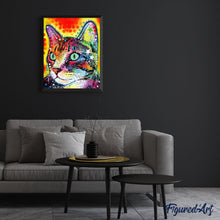Laden Sie das Bild in den Galerie-Viewer, Malen nach Zahlen für Erwachsene | Bunte Katze mit Sternen | Figured'Art