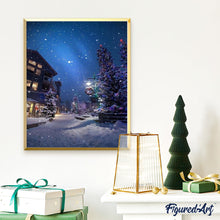Laden Sie das Bild in den Galerie-Viewer, Malen nach Zahlen für Erwachsene | Dorfstraße im Schnee | Figured'Art