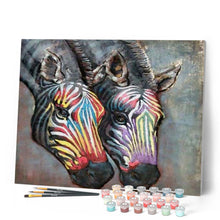 Laden Sie das Bild in den Galerie-Viewer, Malen nach Zahlen für Erwachsene | Zwei bunte Zebras | Figured'Art