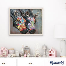 Laden Sie das Bild in den Galerie-Viewer, Malen nach Zahlen für Erwachsene | Zwei bunte Zebras | Figured'Art