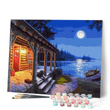 Laden Sie das Bild in den Galerie-Viewer, Malen nach Zahlen für Erwachsene | Chalet im Mondlicht | Figured'Art