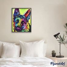 Laden Sie das Bild in den Galerie-Viewer, Malen nach Zahlen für Erwachsene | Bunter Hund mit Sternen | Figured'Art