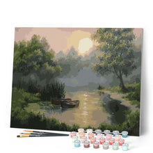 Laden Sie das Bild in den Galerie-Viewer, Malen nach Zahlen für Erwachsene | Dämmerung über den Teich | Figured'Art