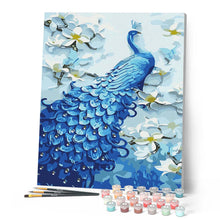 Laden Sie das Bild in den Galerie-Viewer, Malen nach Zahlen für Erwachsene | Schöner blauer Pfau | Figured'Art