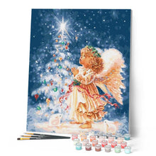 Laden Sie das Bild in den Galerie-Viewer, Malen nach Zahlen für Erwachsene | Engel am Weihnachtsbaum | Figured'Art