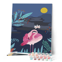 Laden Sie das Bild in den Galerie-Viewer, Malen nach Zahlen für Erwachsene | Flamingo und Vollmond | Figured'Art